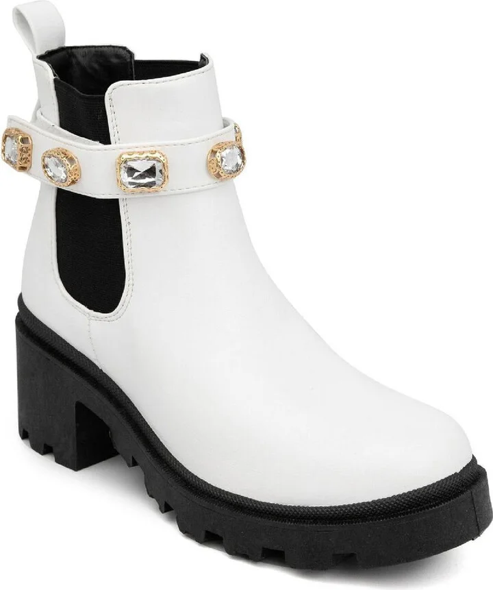 Favorite Womens Velcro Rhinestones Booties