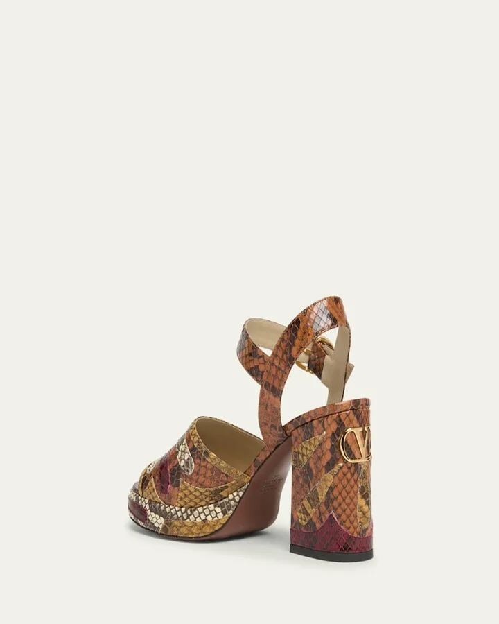 Fawcette Python Ankle-Strap Platform Sandals - Image 3