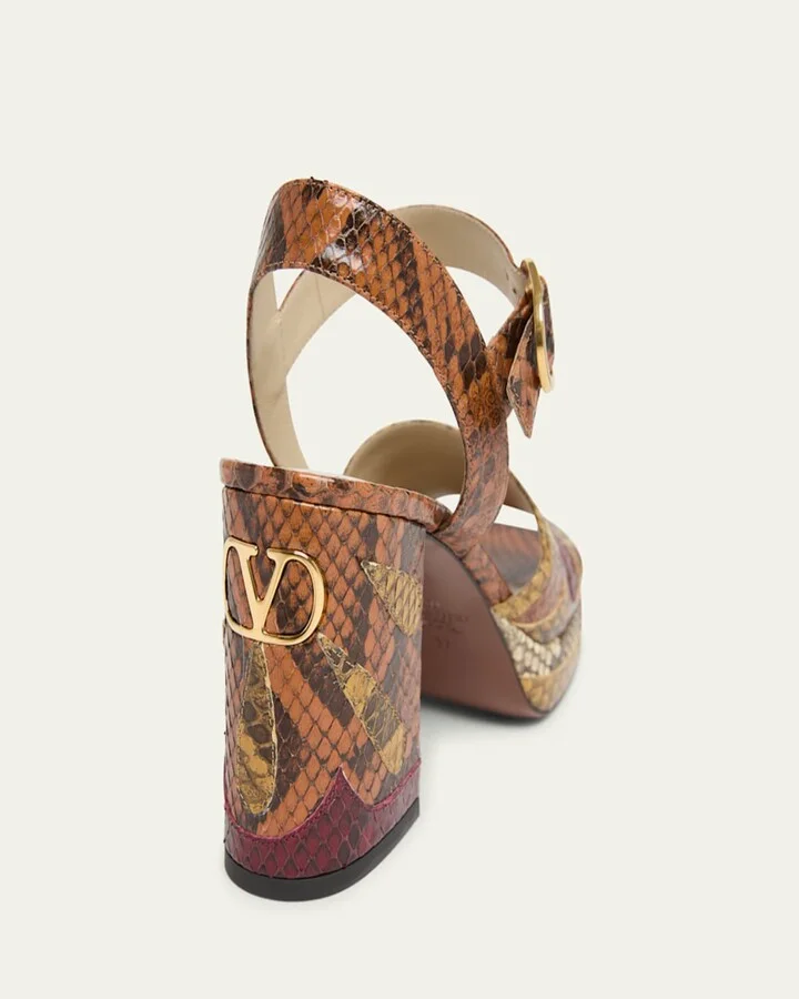 Fawcette Python Ankle-Strap Platform Sandals - Image 5