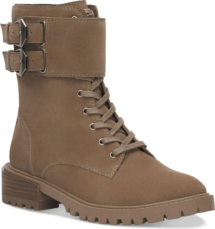 Fawdry Womens Suede Buckle Combat & Lace-up Boots