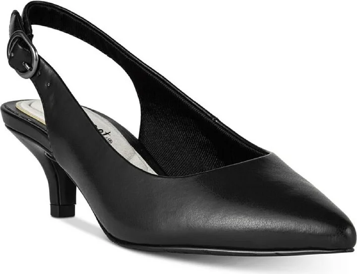 Faye Womens Faux Leather Slingback Kitten Heels