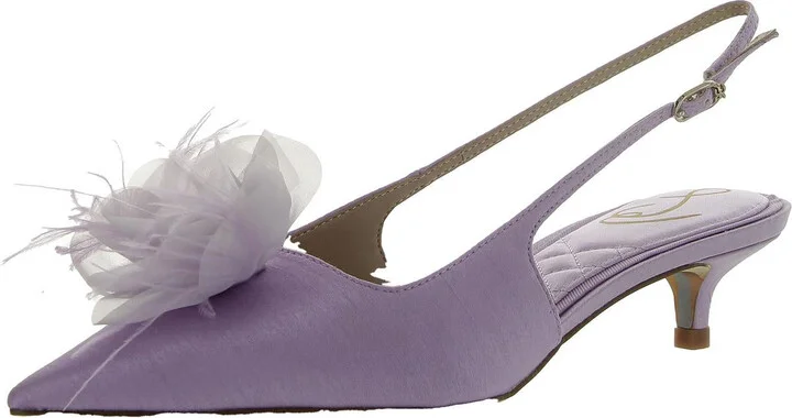 FAYE Womens Slingback Cushioned Footbed Kitten Heels