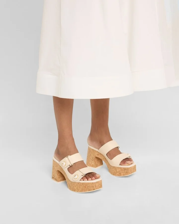 Fayence Leather Pearly Dual-Strap Platform Sandals - Image 3