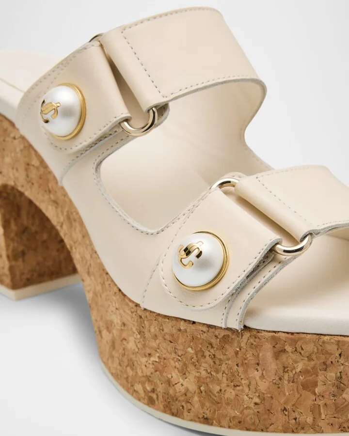 Fayence Leather Pearly Dual-Strap Platform Sandals - Image 5