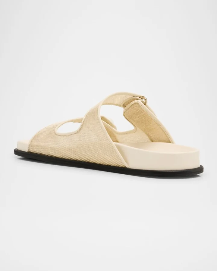 Fayence Mesh Pearly Dual-Strap Slide Sandals - Image 11