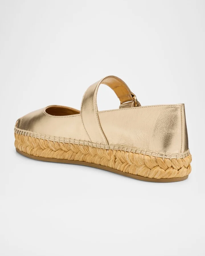 Fayence Metallic Mary Jane Ballerina Espadrilles - Image 4