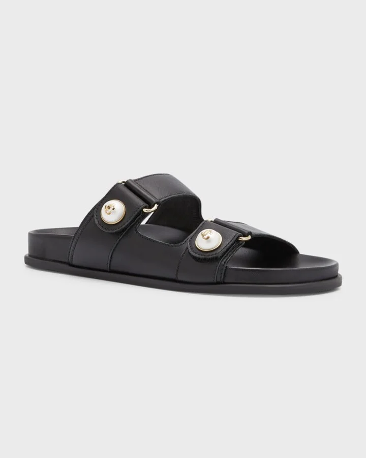 Fayence Pearly-Button Slide Sandals - Image 9