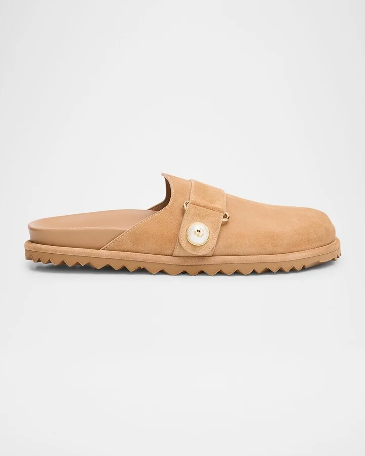 Fayence Suede Pearly Buckle Mules