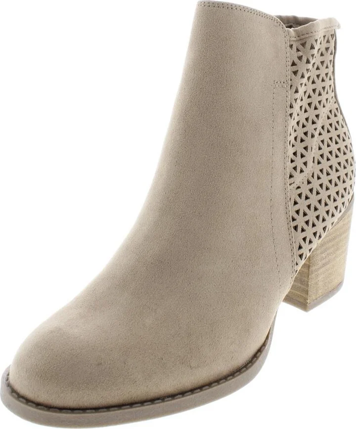 Fayth Womens Laser Cut Almond Toe Ankle Boots