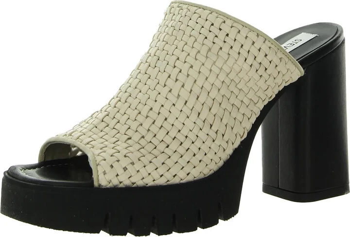 Fayth Womens Leather Slip-On Mule Sandals