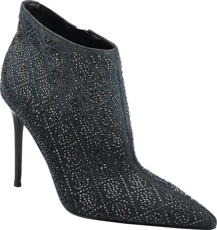 Fazzie Rhinestone Embellished Pointed Toe Stiletto Bootie
