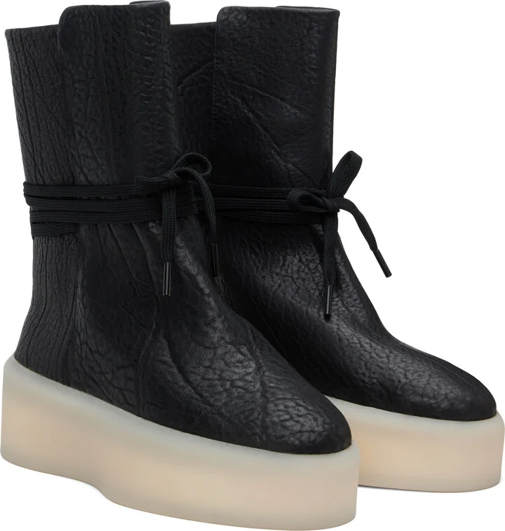 Fear of God Black Pebbled Leather Boots - Image 4