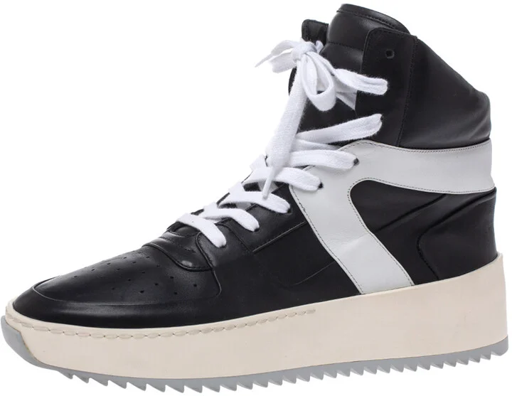 Fear Of God Black/White Leather Basketball High Top Sneakers Size 40