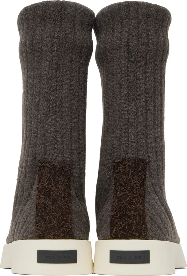 Fear of God Gray Moc Knit High Sneakers - Image 2
