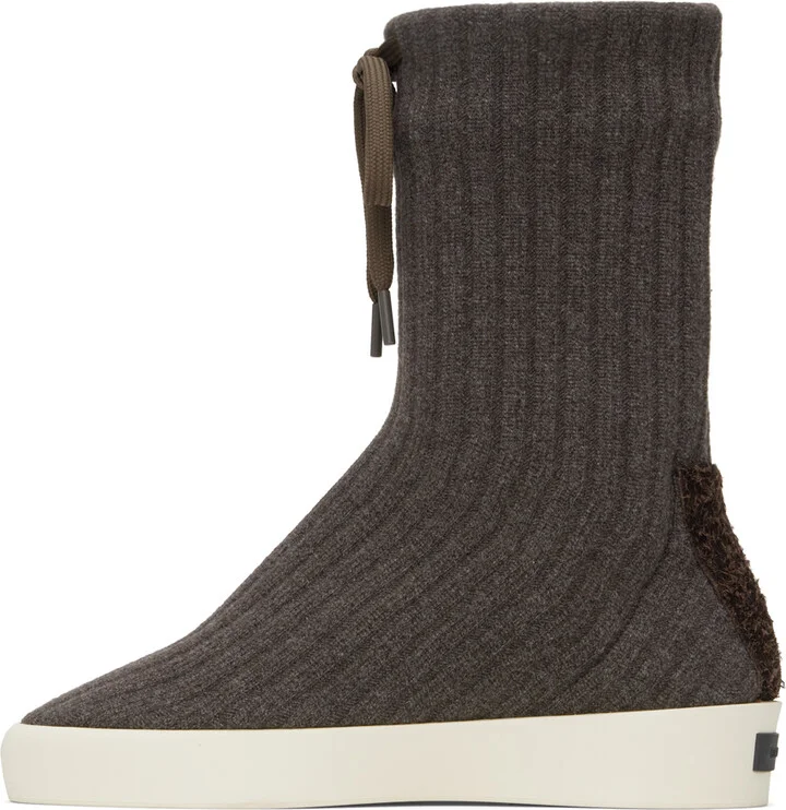 Fear of God Gray Moc Knit High Sneakers - Image 3