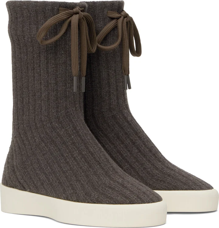 Fear of God Gray Moc Knit High Sneakers - Image 4