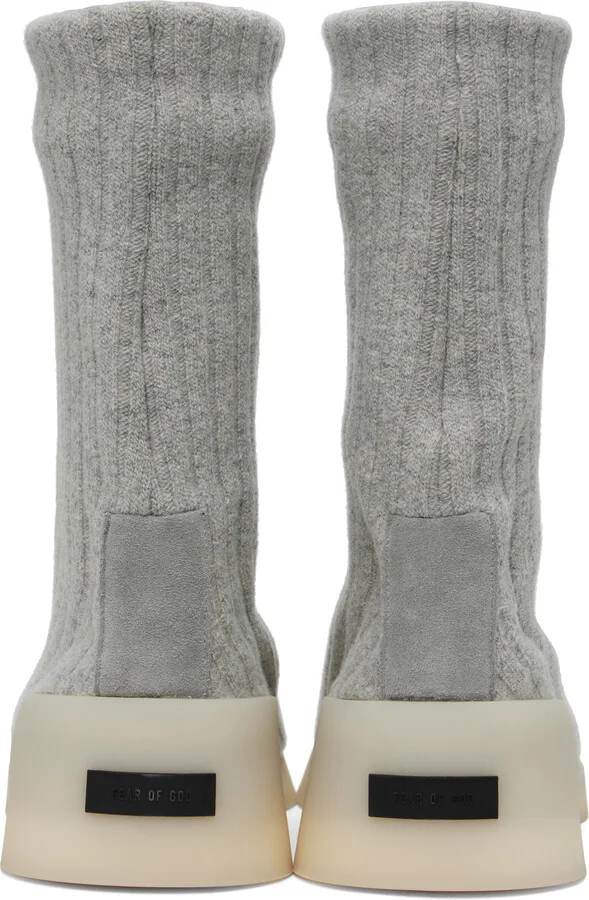 Fear of God Gray Moc Knit High Sneakers - Image 2