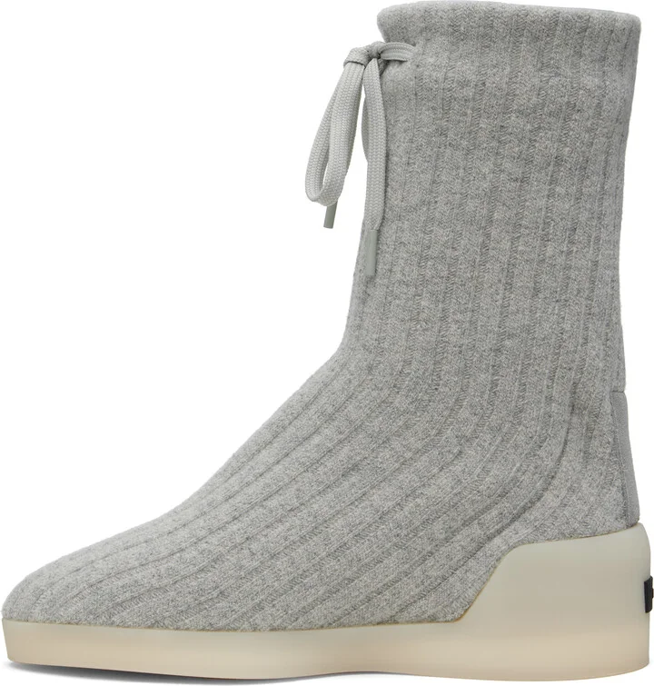 Fear of God Gray Moc Knit High Sneakers - Image 3