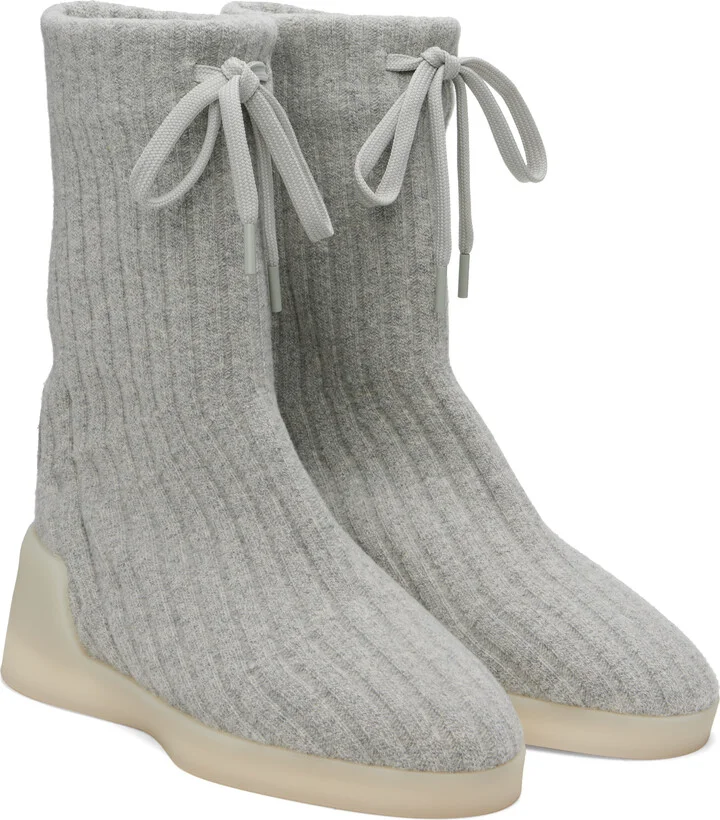 Fear of God Gray Moc Knit High Sneakers - Image 4
