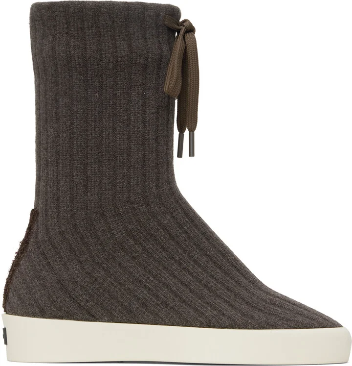 Fear of God Gray Moc Knit High Sneakers