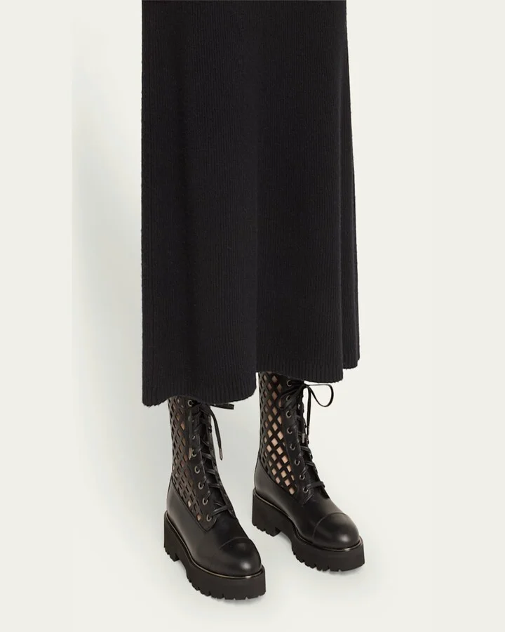 Fearless Perforated Leather Combat Boots - Image 2