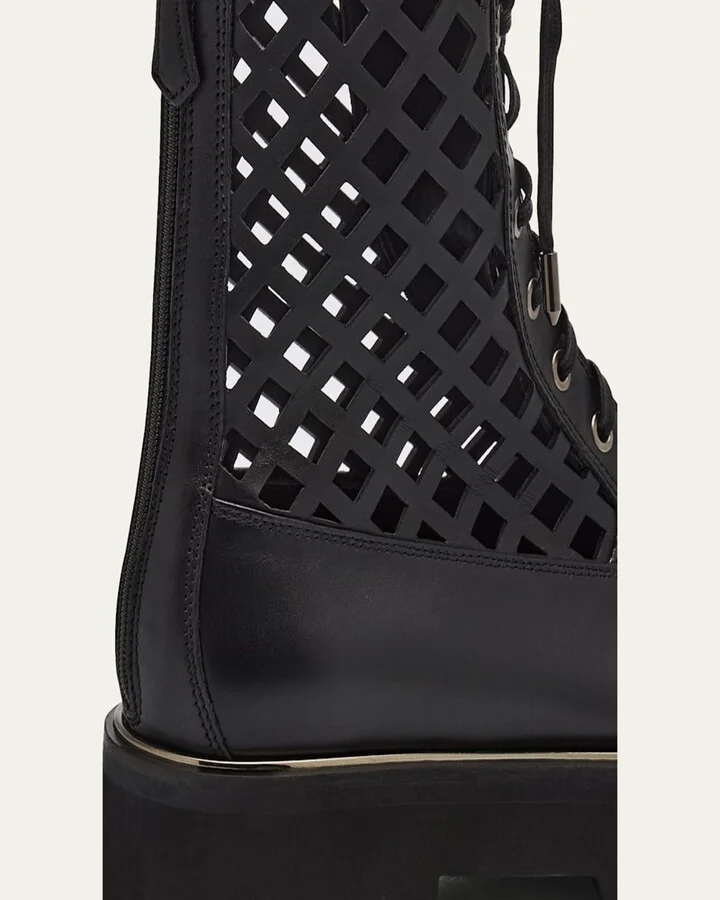 Fearless Perforated Leather Combat Boots - Image 4