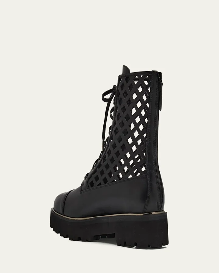 Fearless Perforated Leather Combat Boots - Image 5