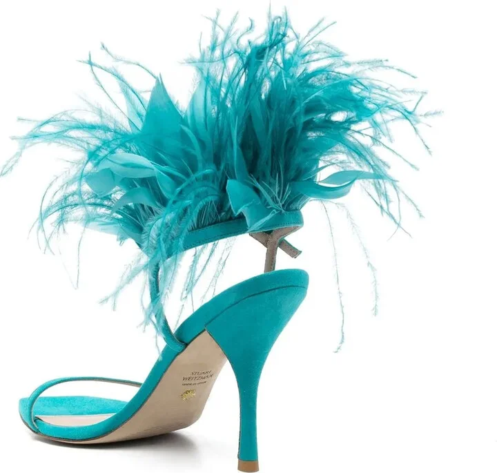 Feather-Detail Open-Toe 115mm Sandals - Image 3
