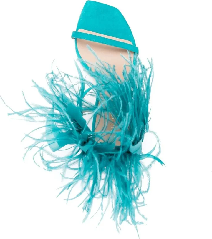 Feather-Detail Open-Toe 115mm Sandals - Image 4