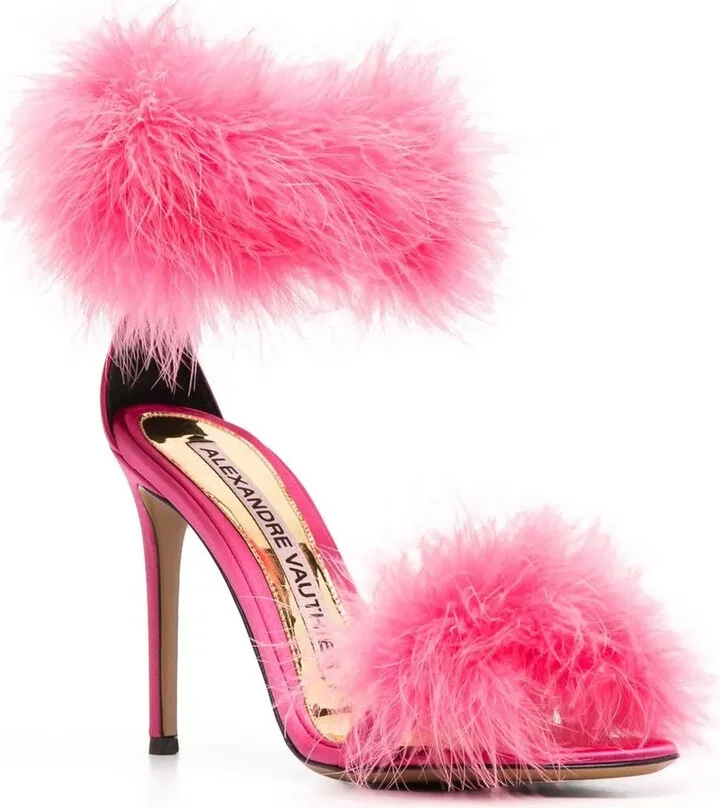 Feather-Detail Open-Toe Sandals - Image 2