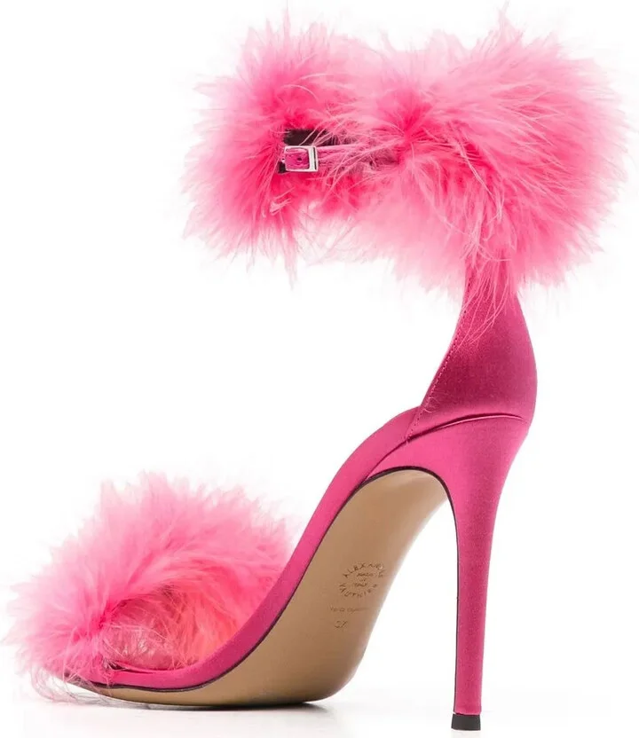 Feather-Detail Open-Toe Sandals - Image 3