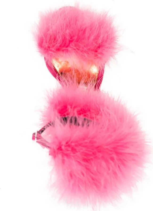 Feather-Detail Open-Toe Sandals - Image 4