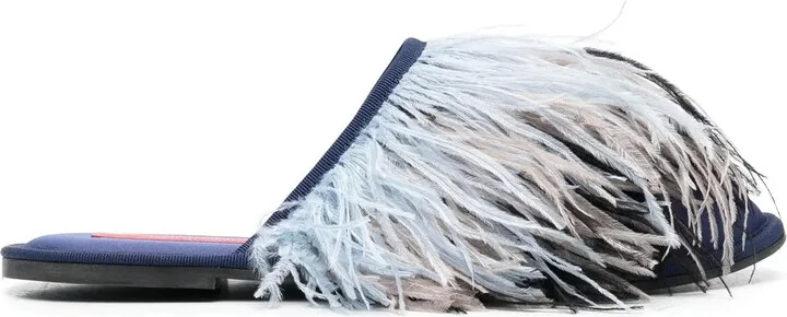 Feather-Detail Slippers