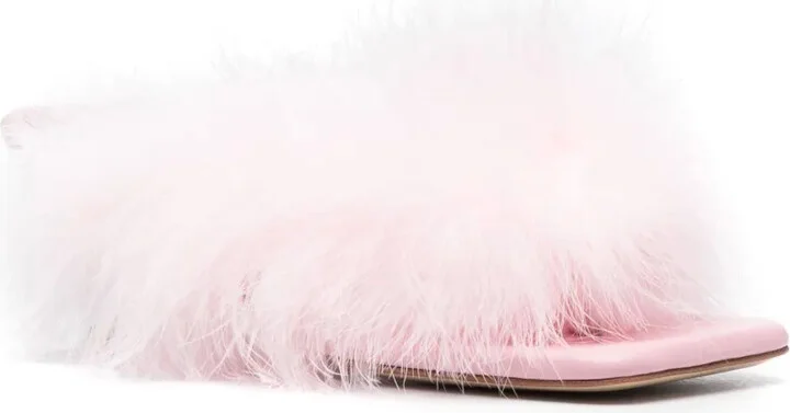 Feather-Detailed Kitten Heel Sandals - Image 2