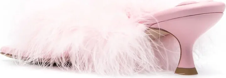 Feather-Detailed Kitten Heel Sandals - Image 3