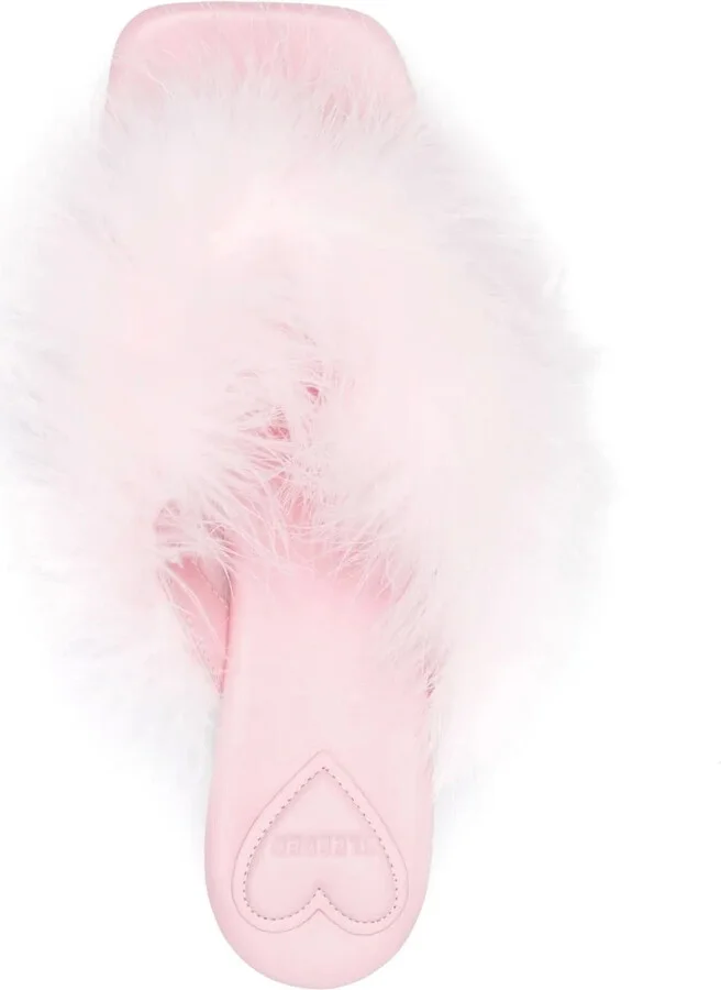 Feather-Detailed Kitten Heel Sandals - Image 4