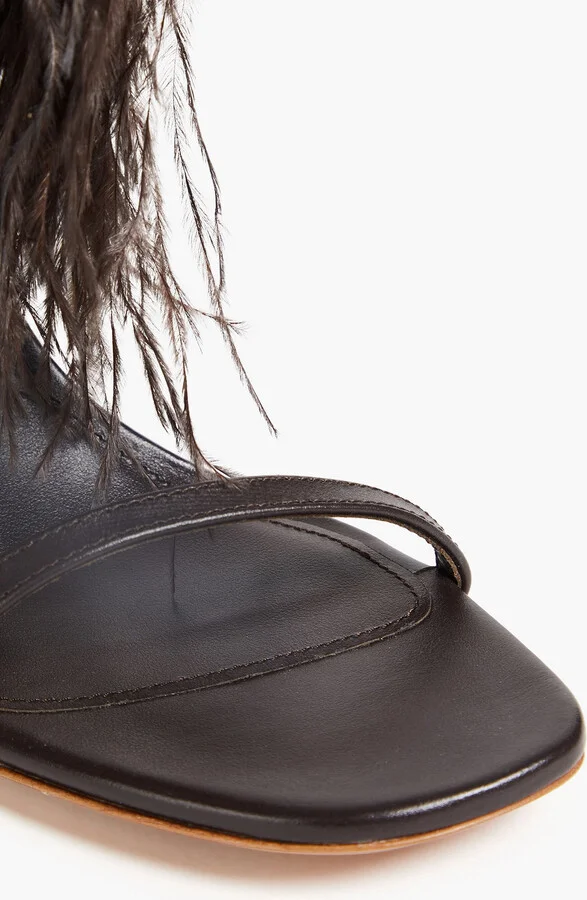 Feather-embellished leather sandals - Image 4