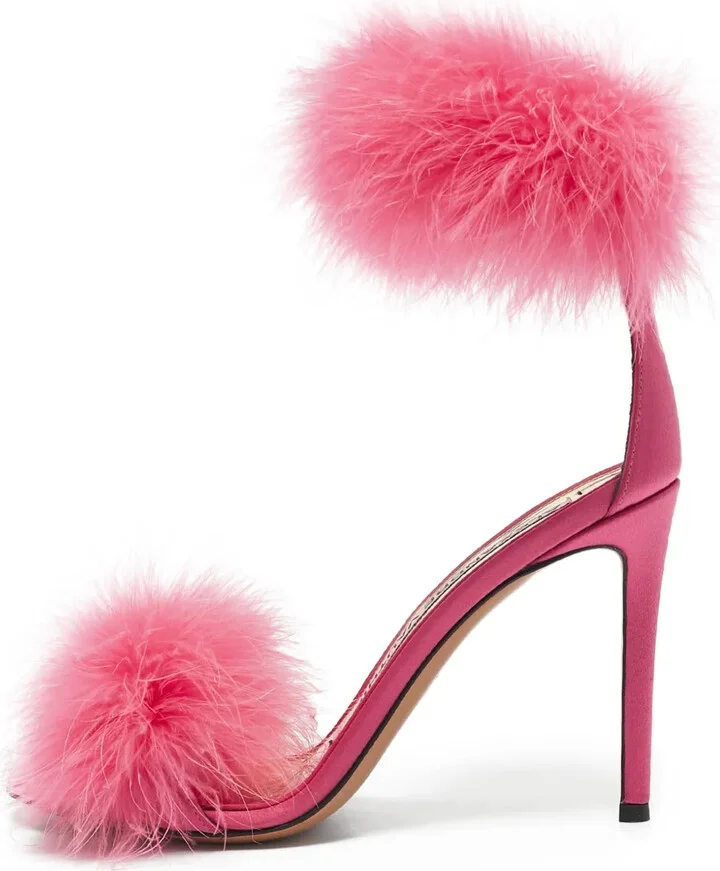 Feather-Embellished Stiletto Sandals