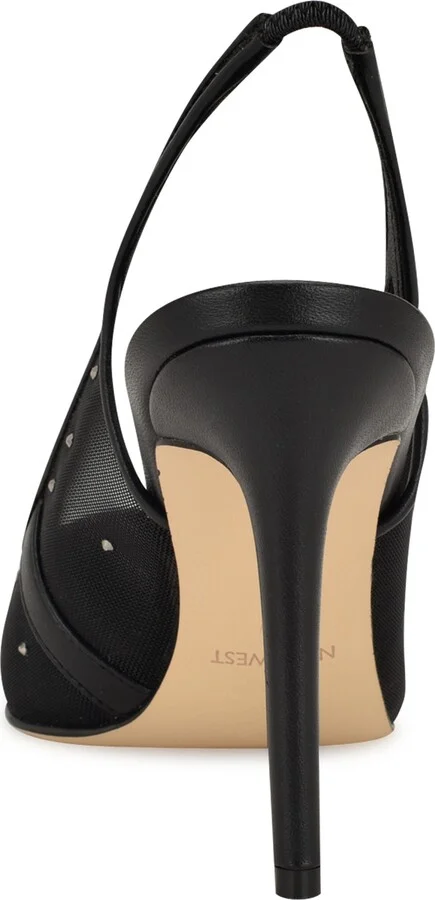 Feather Rhinestone Mesh Pump - Image 2