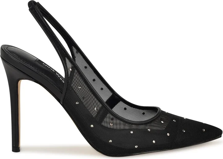 Feather Rhinestone Mesh Pump - Image 3
