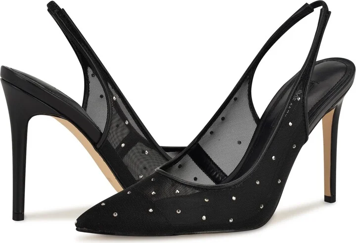 Feather Rhinestone Mesh Pump - Image 7