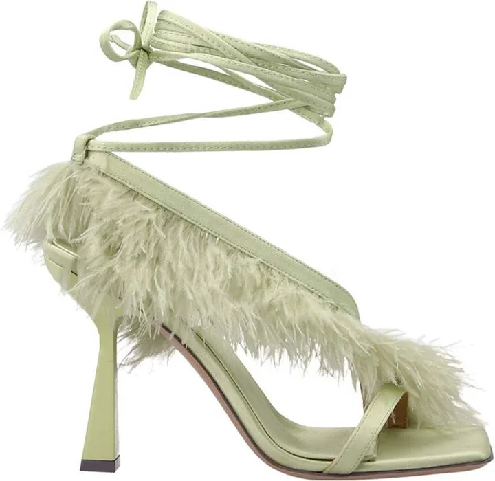 Feather Wrap Sandals Green