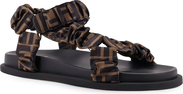 Feel Elastic Satin Sandals With Ff Motif - Image 2