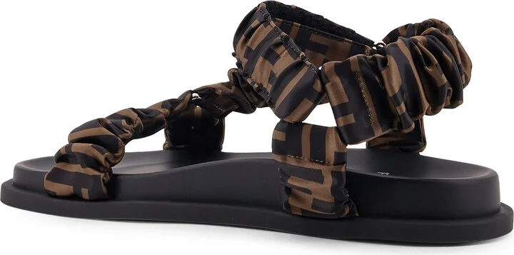 Feel Elastic Satin Sandals With Ff Motif - Image 3