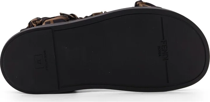 Feel Elastic Satin Sandals With Ff Motif - Image 4