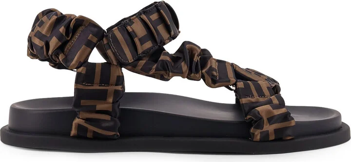 Feel Elastic Satin Sandals With Ff Motif