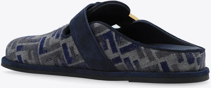 Feel FF Jacquard Denim Flat Mules - Image 2