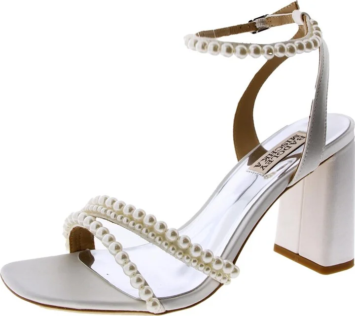 Feisty Womens Satin Beaded Ankle Strap