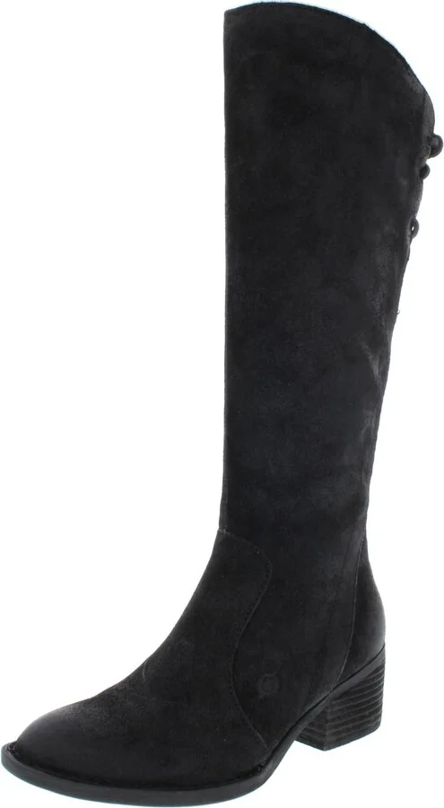 Felicia Womens Distressed Stacked Heel Knee-High Boots