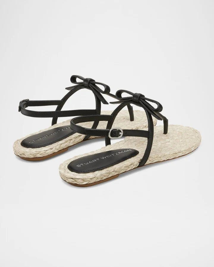Felicity Leather Bow Espadrille Sandals - Image 5